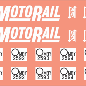 NSWR ‘MBK’ & ‘MBY’ MotoRail Car Carrier Wagon Waterslide Decals – Multi Scale Railway Model Transfers
