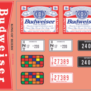 Budweiser Truck & Trailer Waterslide Decal Set – Multi Scale Vintage Advertising Model Decals