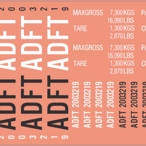 ADF 20' Container Marking Decals – Water Decal – Waterslide – Multi-Scale