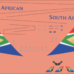 B747-400 – South African Airways – Multi-Scale Waterslide Decal Set