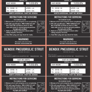 Bendix Pneudraulic Strut Stickers – Black (4 Pair) – Multi-Scale Waterslide Decals