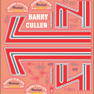Kenworth K100 Aerodyne “Barry Cullen” Multi-Scale Decal Set