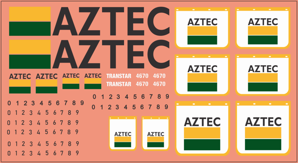 Aztec Transport Multi-Scale Waterslide Truck Decals - ModelMateDecals