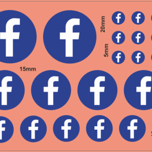 Facebook Logo – 5mm / 10mm / 15mm / 20mm – Waterslide Decals
