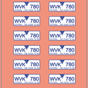 WVK 780 VIC Standard Licence Plate – Multi-Scale Waterslide Decals