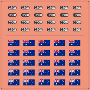 LOCO Number Board “C508 & AUS FLAG” – Multi-Scale Waterslide Decals