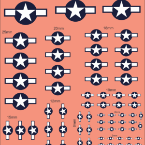 US Army Air Corps / Navy / Air Force Roundel Variant (1943–1947) – Multi-Scale Waterslide Decals