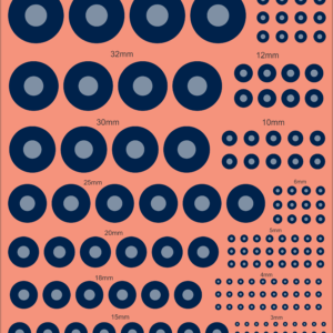 UK Roundel of the Royal Air Force Type B Waterslide & Multiscale Decals