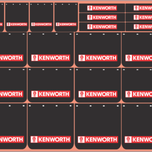 Mudflap Decals – Kenworth #4 Black | Multi-Scale White Vinyl Waterslide Decal Set (1/14, 1/24, 1/32, 1/50, 1/64, 1/87)