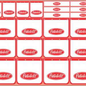 Mudflap Decals – Peterbilt | White Vinyl Media | Multi-Scale (1/14, 1/24, 1/32, 1/50, 1/64, 1/87)