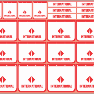 Mudflap Decals – International #1 White | White Vinyl Media | Multi-Scale (1/14, 1/24, 1/32, 1/50, 1/64, 1/87)