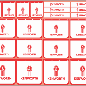 Mudflap Decals – Kenworth #1 | White Vinyl Media | Multi-Scale (1/14, 1/24, 1/32, 1/50, 1/64, 1/87)