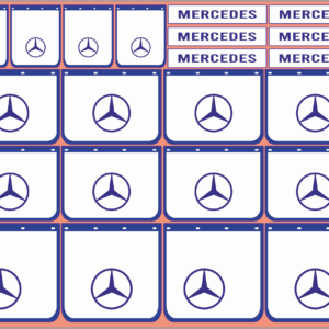 Mudflap Decals – Mercedes | White Vinyl Media | Multi-Scale (1/14, 1/24, 1/32, 1/50, 1/64, 1/87)