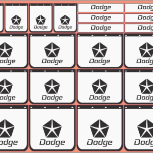 Mudflap Decals – Dodge (Multi-Scale White Vinyl Media — 1/14, 1/24, 1/32, 1/50, 1/64, 1/87)