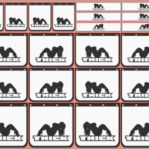Mudflap Decals – Mudflap Girl #3 THICK – White Vinyl Waterslide Set (Multi-Scale 1/14, 1/24, 1/32, 1/50, 1/64, 1/87)