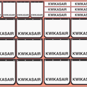 Mudflap Decals – KWAIKASAIR Trucks | White Vinyl | Multi-Scale 1/14, 1/24, 1/32, 1/50, 1/64, 1/87