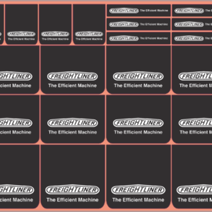 Mudflap Decals – Freightliner #2 Black | White Vinyl Media | Multi-Scale (1/14, 1/24, 1/32, 1/50, 1/64, 1/87)