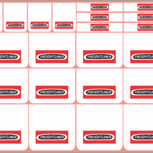 Mudflap Decals – Freightliner #3 Red | White Vinyl Media | Multi-Scale (1/14, 1/24, 1/32, 1/50, 1/64, 1/87)