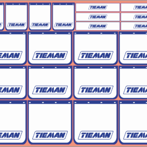 Mudflap Decals – Tieman | White Vinyl Waterslide & Peel-N-Stick | Multi-Scale (1/14, 1/24, 1/32, 1/50, 1/64, 1/87)