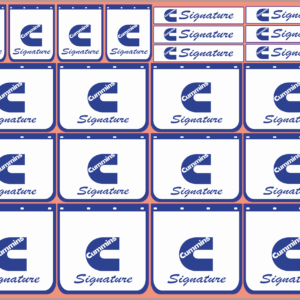 Mudflap Decals – Cummins Signature | White Vinyl – Multi-Scale (1/14, 1/24, 1/32, 1/50, 1/64, 1/87)