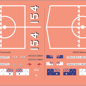RAN ANZAC Frigate Decals Parramatta 154 & Ballarat 155 | Naval Scale Model Water Slide Decals ? Model Mate Decals
