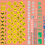 US Road Signs Waterslide Decals ? Highway, Warning & Traffic Sign Scale Model Detail Set | MMD